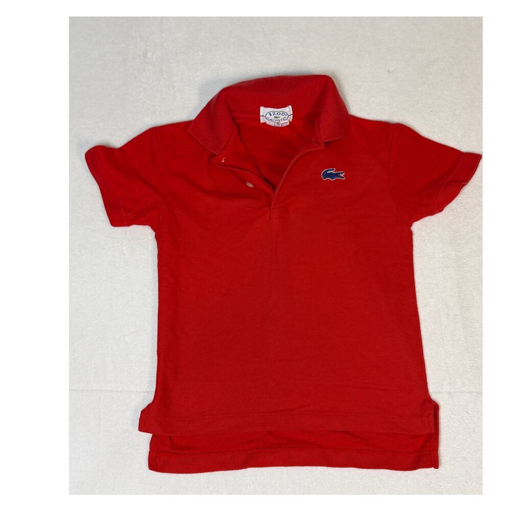 Vintage Boys IZOD Lacoste Short Sleeve RED Polo Shirt KID Size 7 Japan